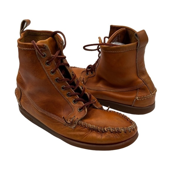 Ronnie Fieg By Sebago Brown Whip Stitch Lace Up Boots Size 8 Men's - Picture 1 of 11